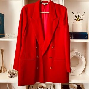Vintage Austin Reed 100% Wool Double Breasted Blazer Red Sz 14W